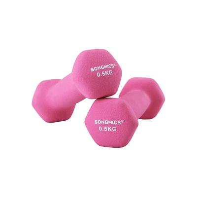 SONGMICS Set mit 2 Kurzhanteln, 2 x 0,5 kg Rutschfeste Neopren-Handgewichte mit Mattem Finish, Heimtraining, Fitness-Training Übung, Rosa