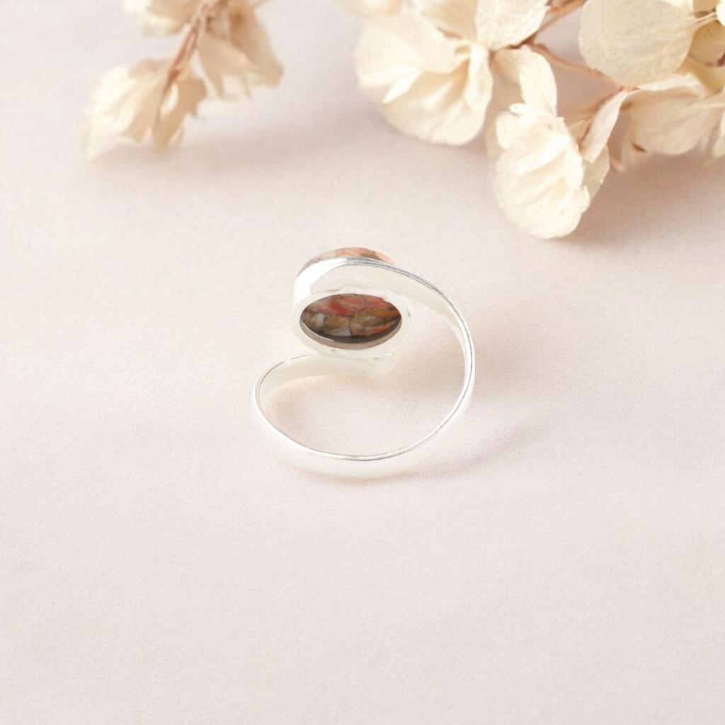 Orange Copper Turquoise Gemstone 925 Sterling Silver Handmade Jewelry Ring Gift RR-53-48