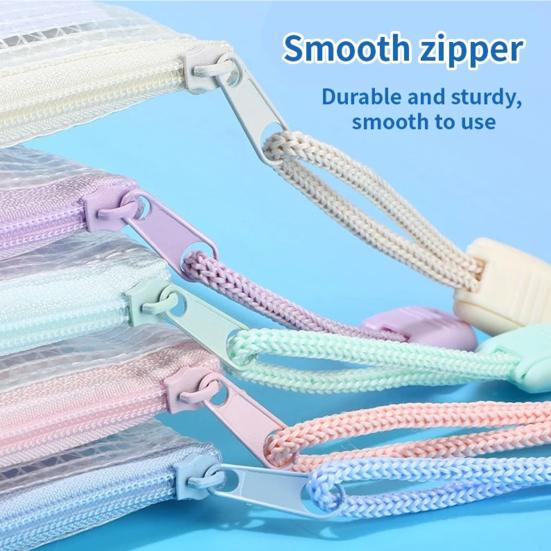 5 Pcs Mesh Zipper Bag A4 Letter Size Document Pouch Clear Plastic Waterproof Mesh Bag for Office School Travel