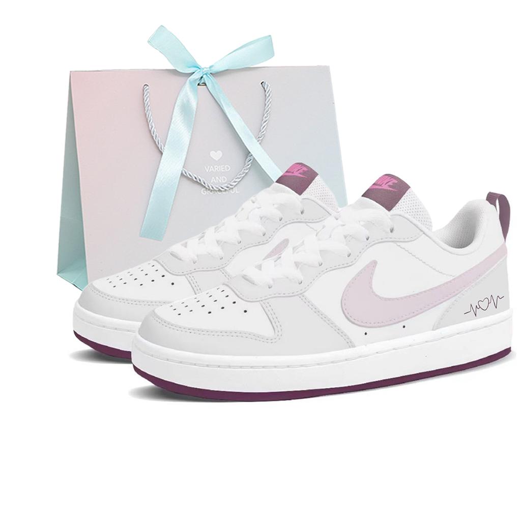 Nike Court Borough 2 Leather Abrasion Resistant Slip Resistant Low top Skateboard Shoes Women's Pink BQ5448-015(Team2096-SBOX)