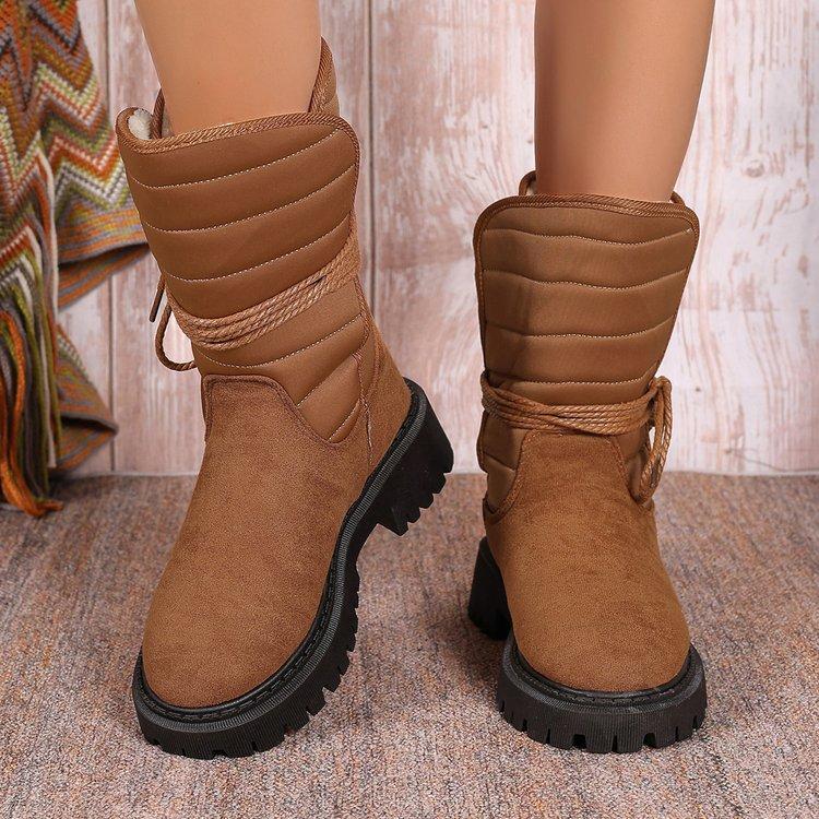Europe and the United States winter new thick-soled velvet thickened snow boots women's large-size warm medium boots cotton shoes women
