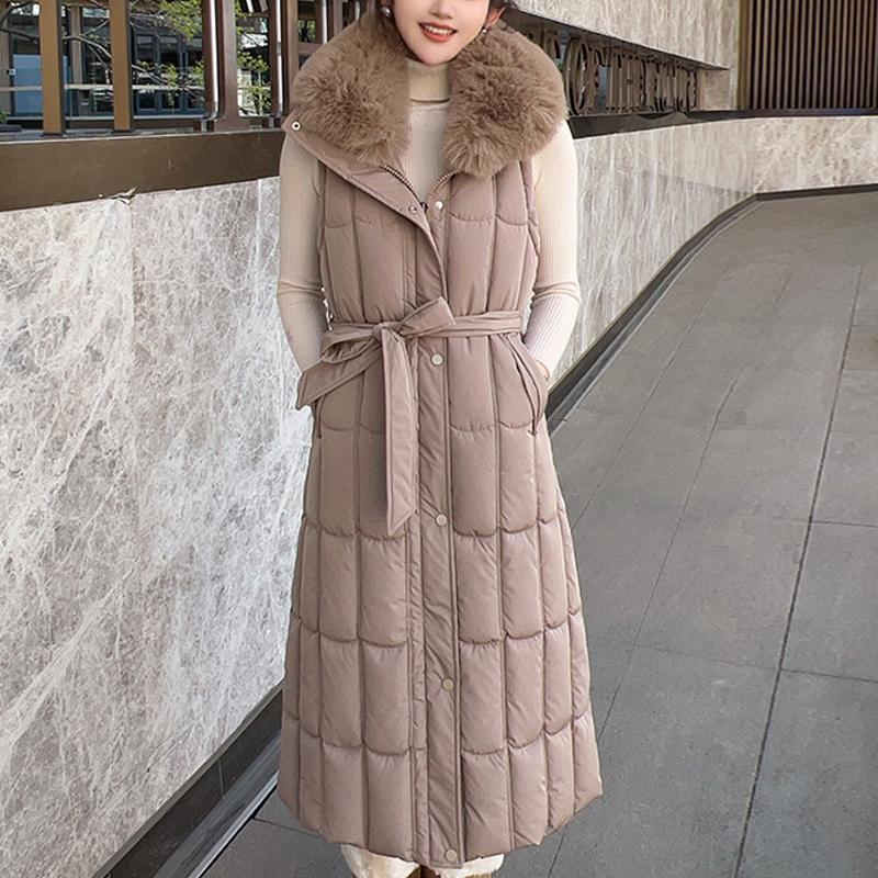 Detachable sleeves Plus Size L-7XL Fashion Woman Winter Coats With Belt Big Faux Fur Collar Long Parkas Hooded Loose Thick Female Jackets