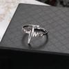 ECG Heartbeat Pulse Line Adjustable Open Ring For Women Men Gothic Romantic Stainless Steel Jewelry Anniversary Gift For Couple