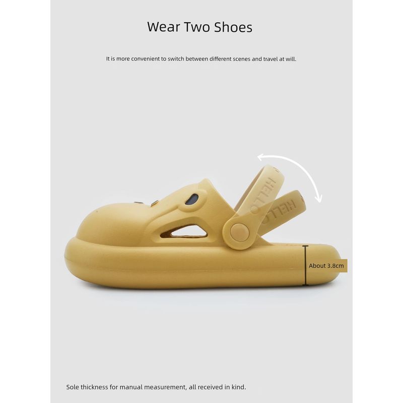 Cartoon Bear Couple Soft Bottom Closed Toe Hole Shoes New Style Poop Feeling Home Outdoor Wear Men and Women Parent-Child Sandals Summer