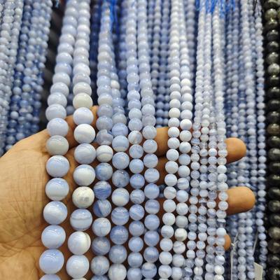 Natural Purple & Blue Lace Agate Beads for DIY Chalcedony Bracelet Jewelry - Round, Loose, Semi-Finished Stringing Accessories