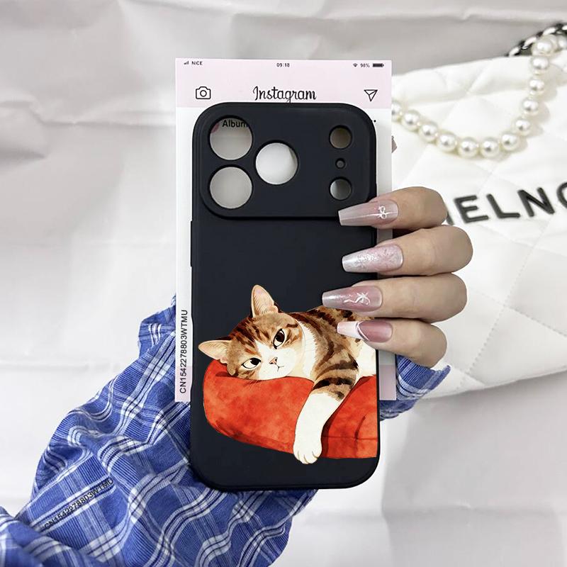 

Милый Мультяшный Спящий Кот Чехол для Телефона Для iPhone 17 16 15 11 12 14 13 Pro Max Mini XS XR 7 Plus 16E Ударопрочный Силиконовый Чехол Fundas iPhone 7