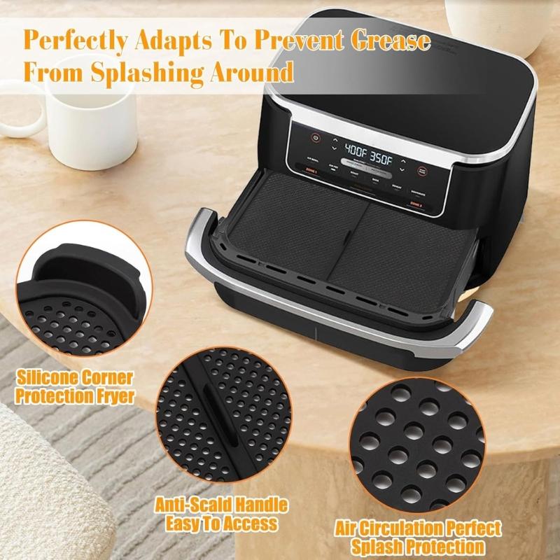 Nonstick Air Fryers Silicone Splatter Shield with Enhancing Airflows Design Reusable Dishwasher Safe Kitchen Supplies