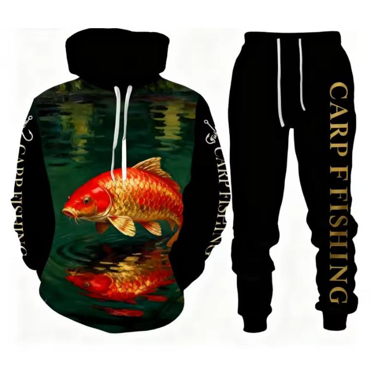 Convient aux Poissons Impression 3D Garçons Filles Sweat à Capuche Pantalon Ensembles 2 pièces Pêche Chasse Camping Vêtements pour Enfants Mode Enfant Vêtements de Sport d'Extérieur