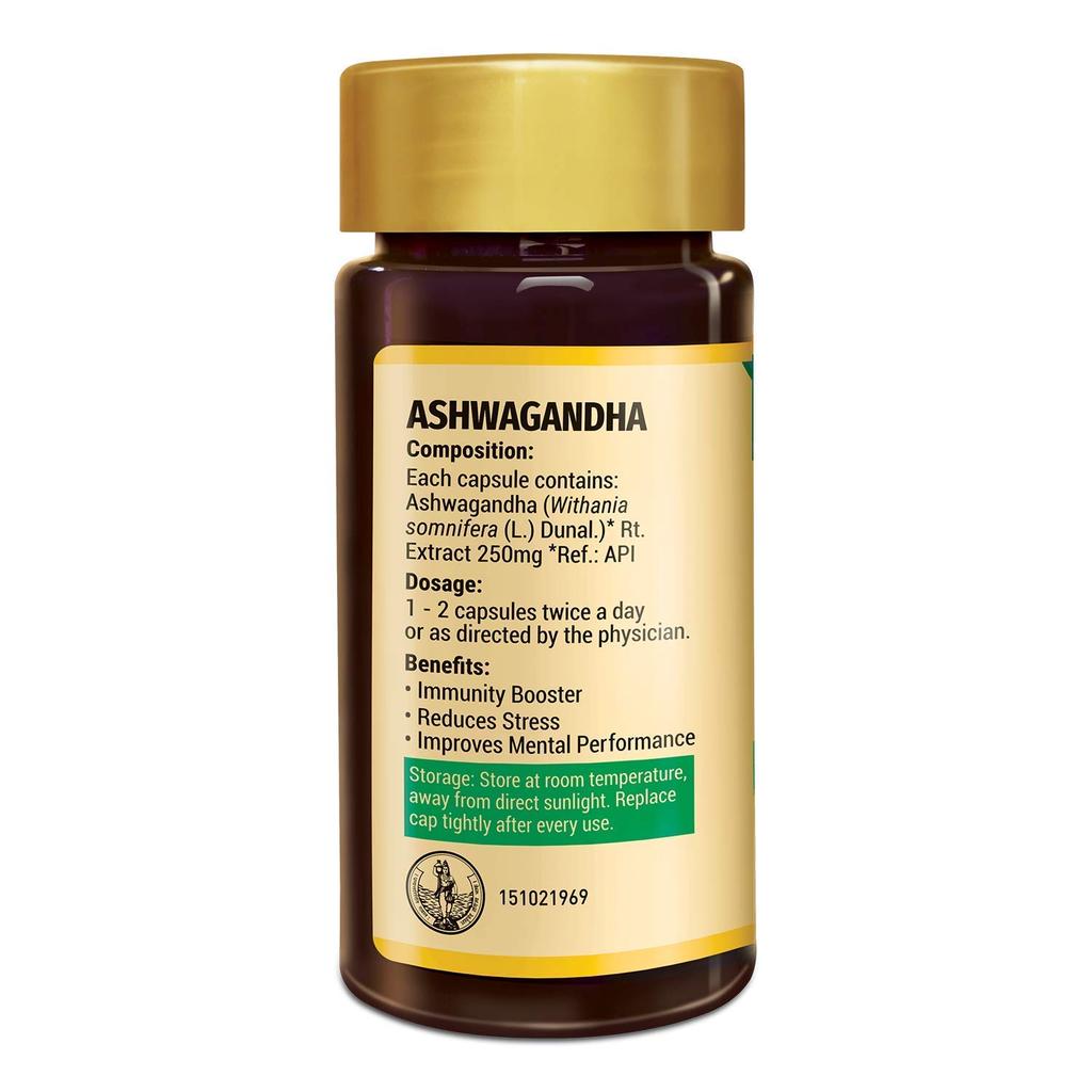 Zandu Ashwagandha 60 Veg Capsules 250mg | Pure Root Extract for Stress Relief, Immunity & Stamina, Rejuvenates Mind and Body