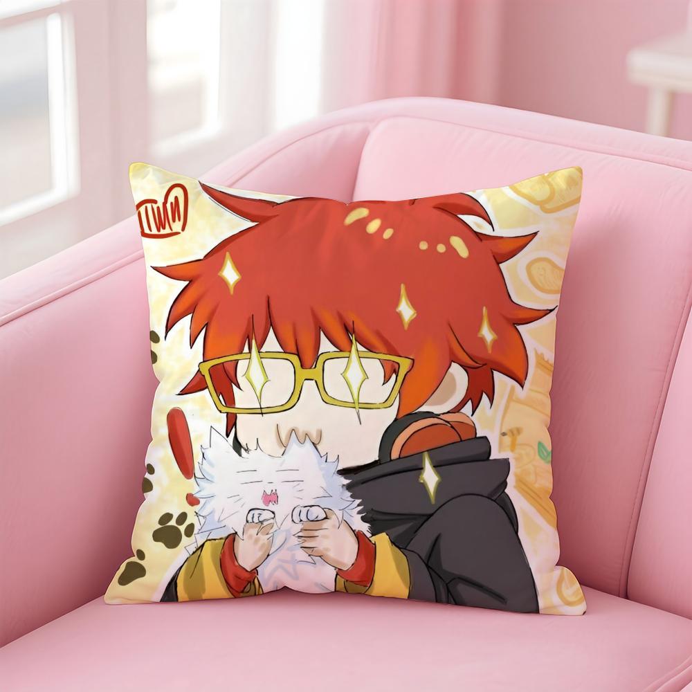 Hot Game M-Mystic Messenger 707 Cushion Cover Pillowcase Short Plush Invisible zipper Room Sofa Cushion Cover
