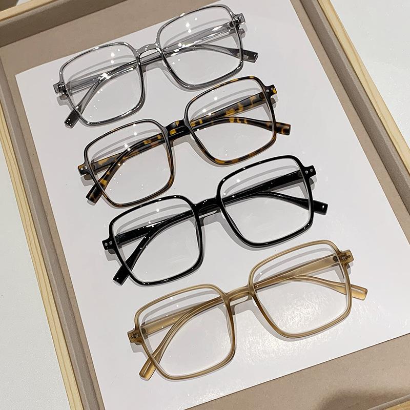 Large Frame With Degree Myopia Glasses Frame Plain Glasses Finished Anti-Blue Retro Flat Glasses