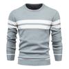 Men’s Euro Fit Striped Colorblock Crew Neck Pullover Sweater
