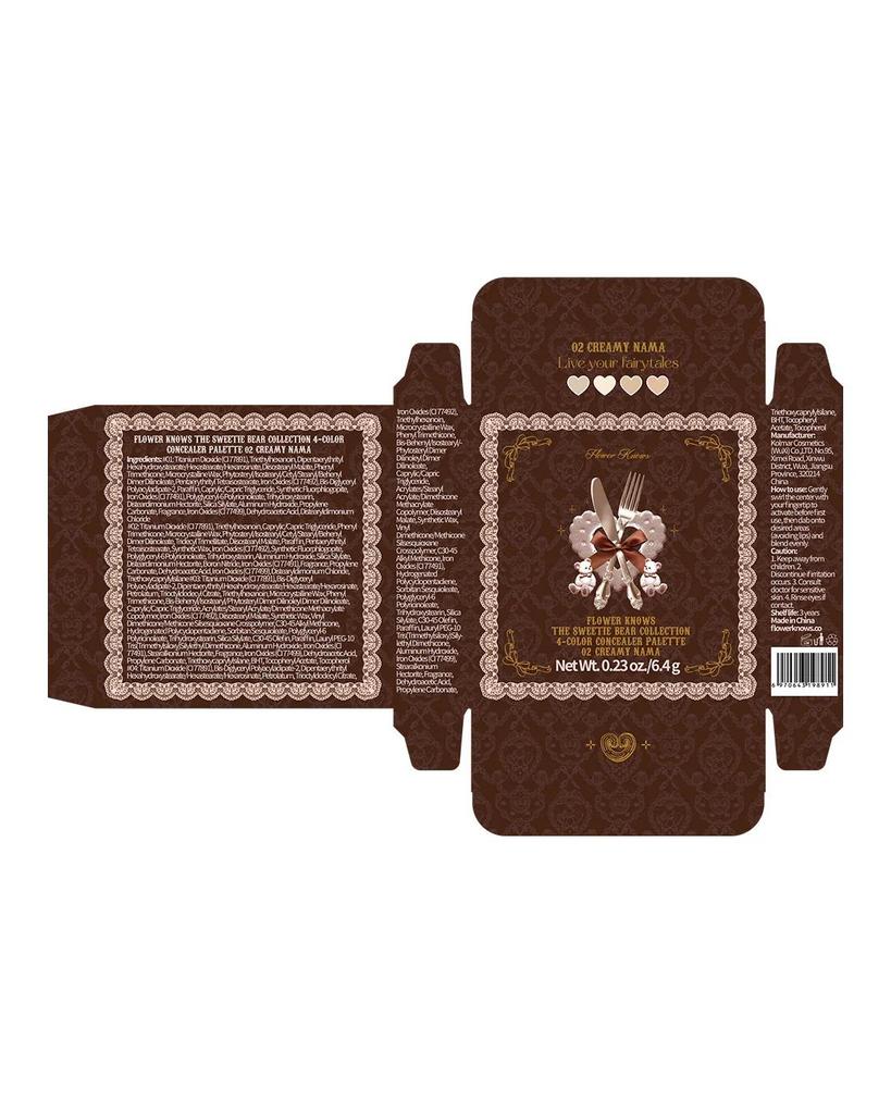 FLOWER KNOWS THE SWEETIE BEAR 4-Color Concealer Brighten Palette Covering Dark Circles Full Coverage Contouring Foundation