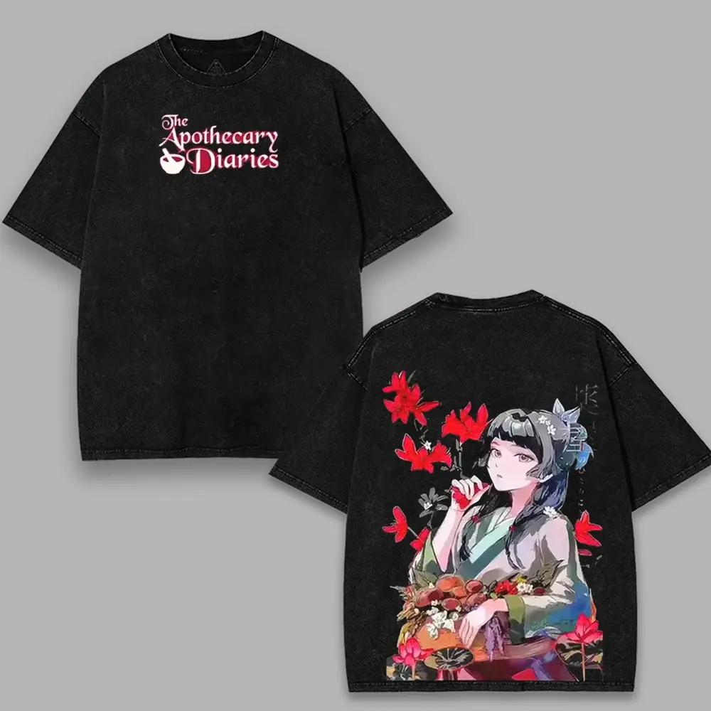 Harajuku Anime The Apothecary Diaries T Shirt Maomao Tshirt Vintage Washed Tshirt For Mens Clothing Cotton Casual Tees Tops