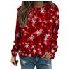 Christmas Decorations Pattern Women Red T-Shirts Autumn Winter Long Sleeve 3D Snowflakes Print