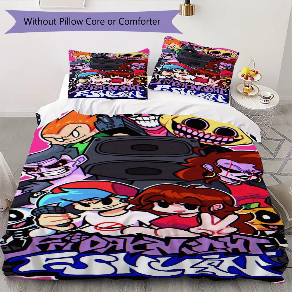 Friday Night Funkin' Pattern Bedding,Quilt Set Quilt Cover Pillowcase Home Birthday Gift (1*duvet cover+2*pillowcase,without core)XSJT0917565