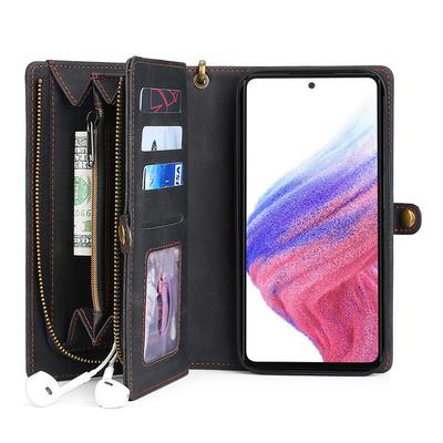 Serie MEGSHI 017 Para Samsung Galaxy A23 5G (Versión global)/A23 Funda Magnética Desmontable 4G Billetera con Cremallera Cuero PU Funda para Teléfono