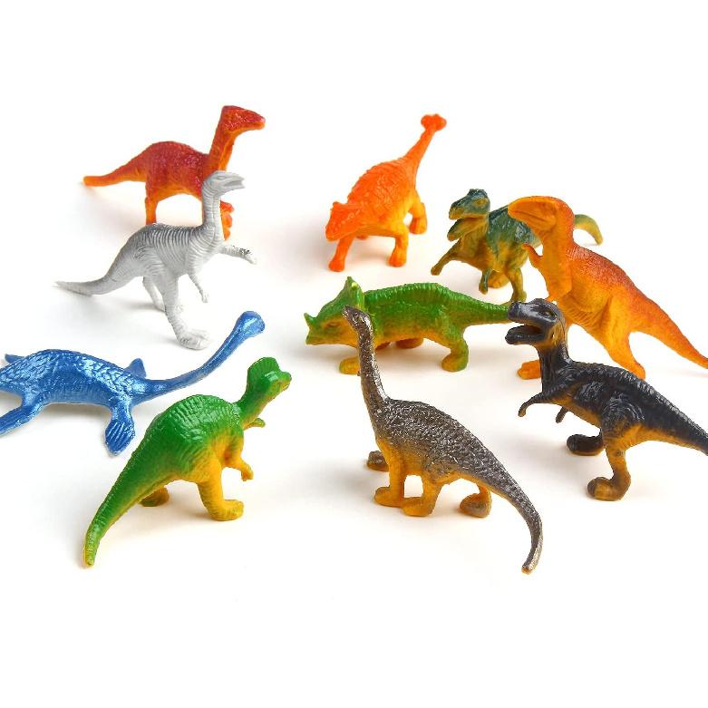 FINGOOO 39 Piece Mini Dinosaur Figures, Assorted Vinyl Plastic Dinosaur Toys for Easter Gifts Dino Party Cake Toppers