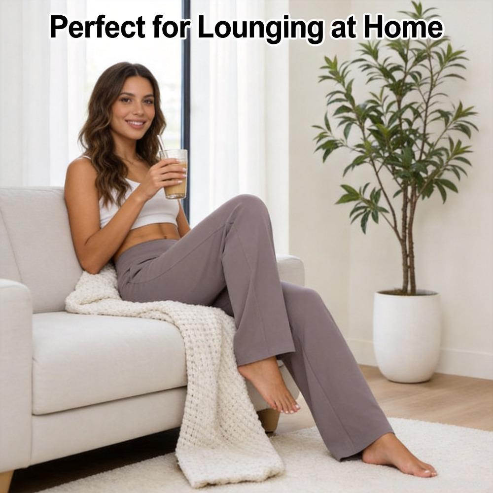 Pantaloni Casual a Vita Alta Gamba Dritta Tasche Ampie Pantaloni Yoga Donna Vestibilità Rilassata Pantaloni Sportivi