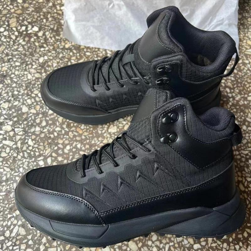 

New winter men s shoes high-top breathable outdoor soft-soled running casual men s non-slip and wear-resistant sports shoes casual shoes 46 чёрный