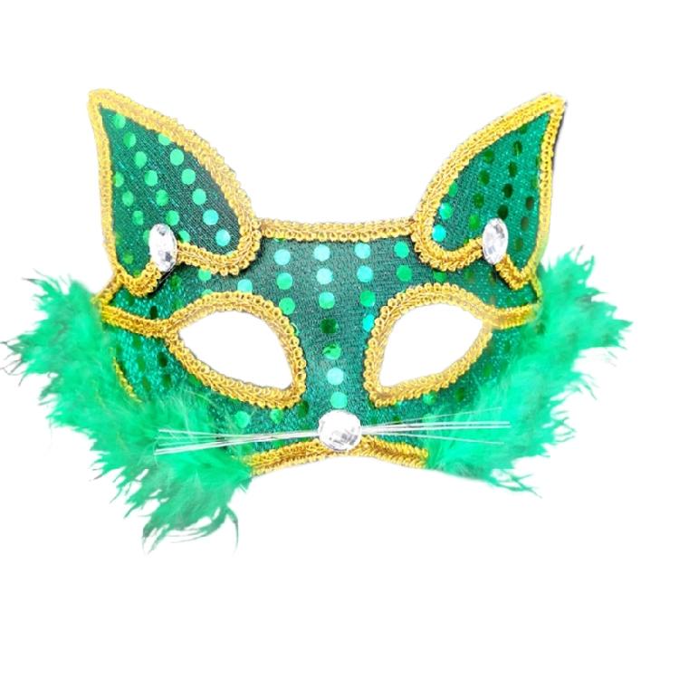 Masquerade Mask Foxes Mask Halloween Costume Mask Sequins Cats Mask Half Face Mask for Party