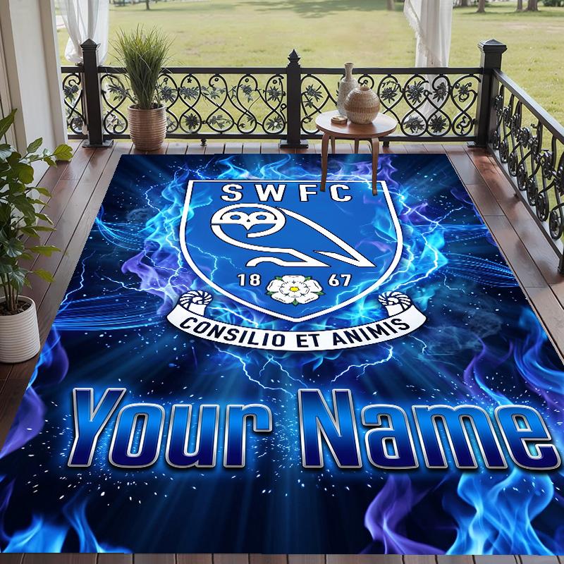 Χαλί με Εκτύπωση Προσαρμοσμένου Κειμένου Sheffield Wednesday FC Αντιολισθητικό Χαλί Δαπέδου Για Διακόσμηση Δωματίου Σπιτιού