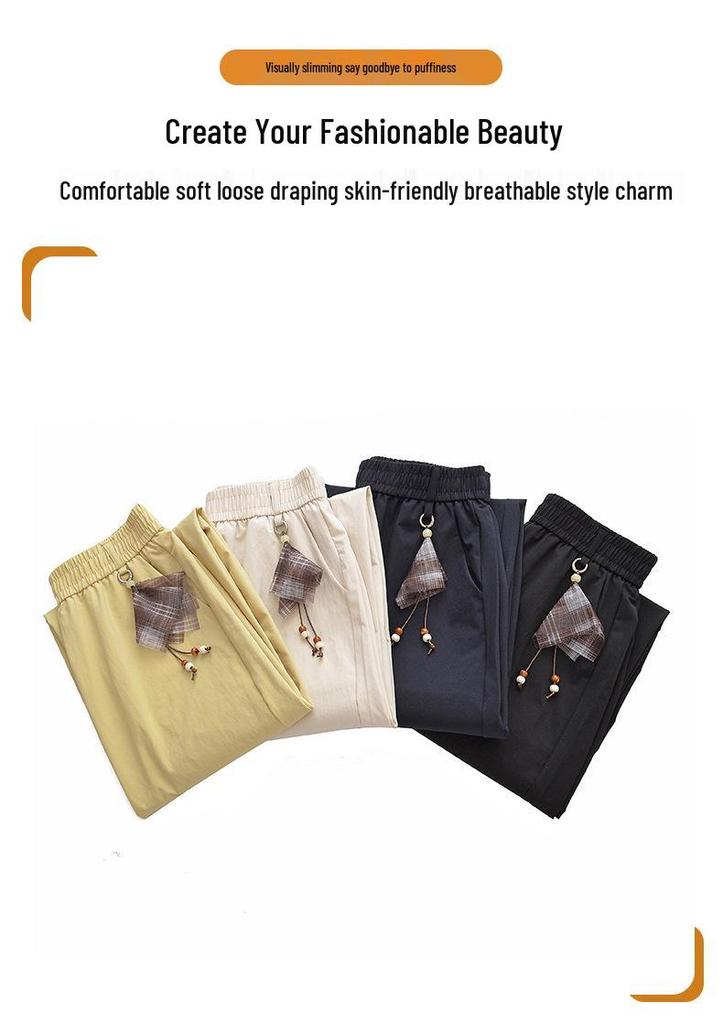 2026 New High-Waisted Elastic Straight-Leg Summer Pants for Middle-Aged Moms
