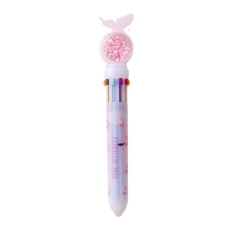 Creative Korean Style Multicolor Ballpoint Pen - 10 Vibrant Colors, Cartoon Design, Perfect Student Prizes & Small Gifts.