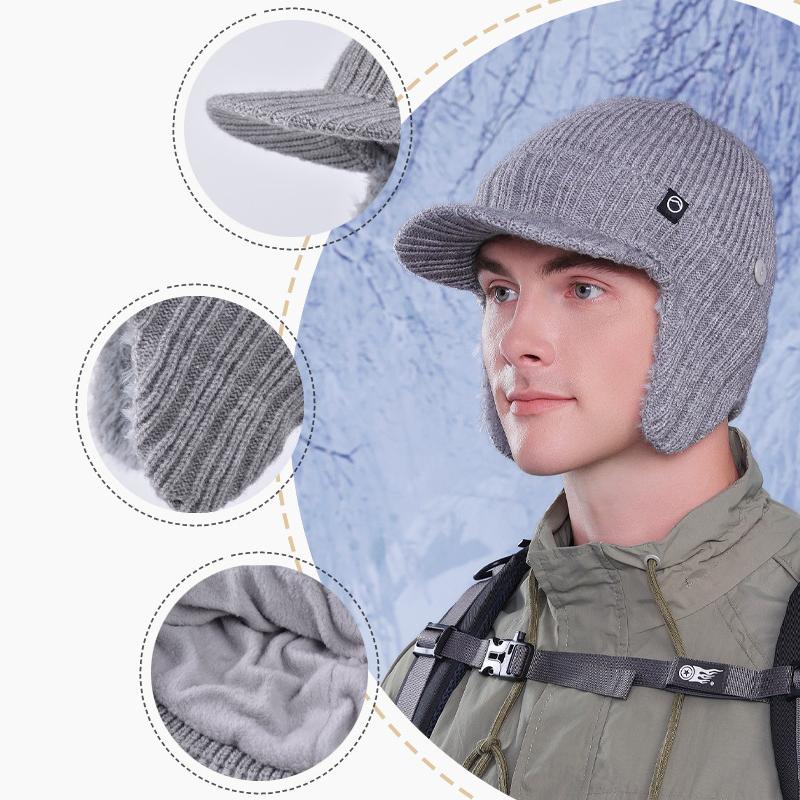 Winter Ohrenschutzkappe Herren Kältefest Warm Gestrickte Baseballkappe Outdoor Reiten Fleece Mütze