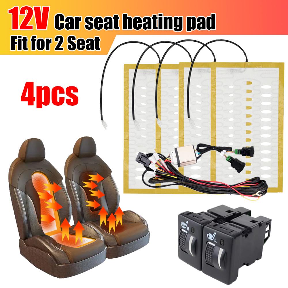 12V 4pcs 2Seats Carbon Fiber Alloy Wire Heated Seat Heater Pads for Toyota Camry RVA4 2009-19 Winter Warmer Covers Universal Car