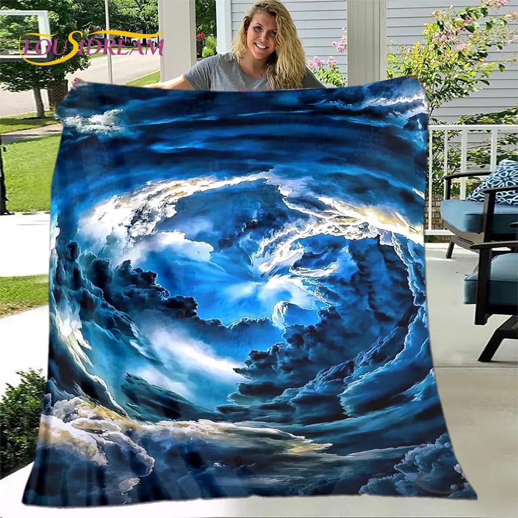 3D Natural ,Tornado, Cloud Blanket,Flannel Blanket Throw Blanket,Warm Blanket for Home Living Room Bedroom Beds Sofa Picnic Kid