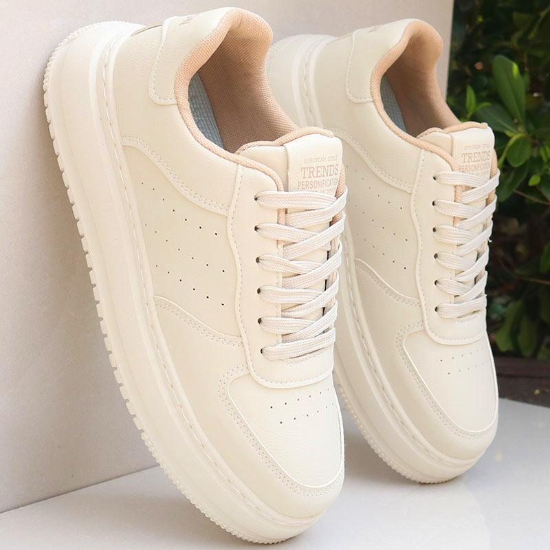 High-top men's shoes spring and autumn leather sneakers men's new casual little white shoes men's trend versatile board shoes