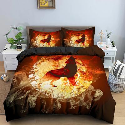 Tier Schwarzer Wolf Bequemer Bettbezug Bettdecke Kissenbezug Bettwäscheset Kinder Schlafzimmer Dekoration Heimtextil