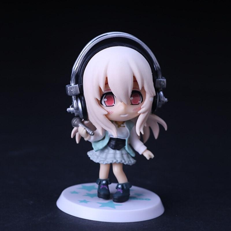 10CM Anime Figure Super Sonico Working Swimsuit Suit Chassis Q Version Model Dolls Gift Collect Boxed Ornament Toys Hobbies