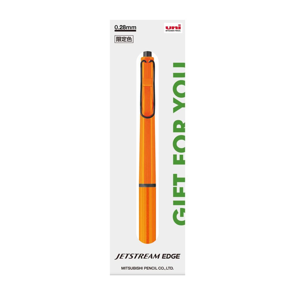 Mitsubishi Pencil Jetstream Edge Ballpoint Limited Edition Gift SXN100328O22 0.28mm Oil-Based Pen, Package, Orange,