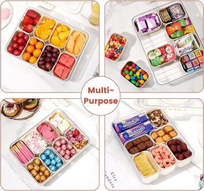 Caja de Almacenamiento de 8 Compartimentos con Tapa - Organizador de Plástico Duradero para Material de Oficina y Manualidades, manteniendo Caja para Snacks, Frutas y Comida