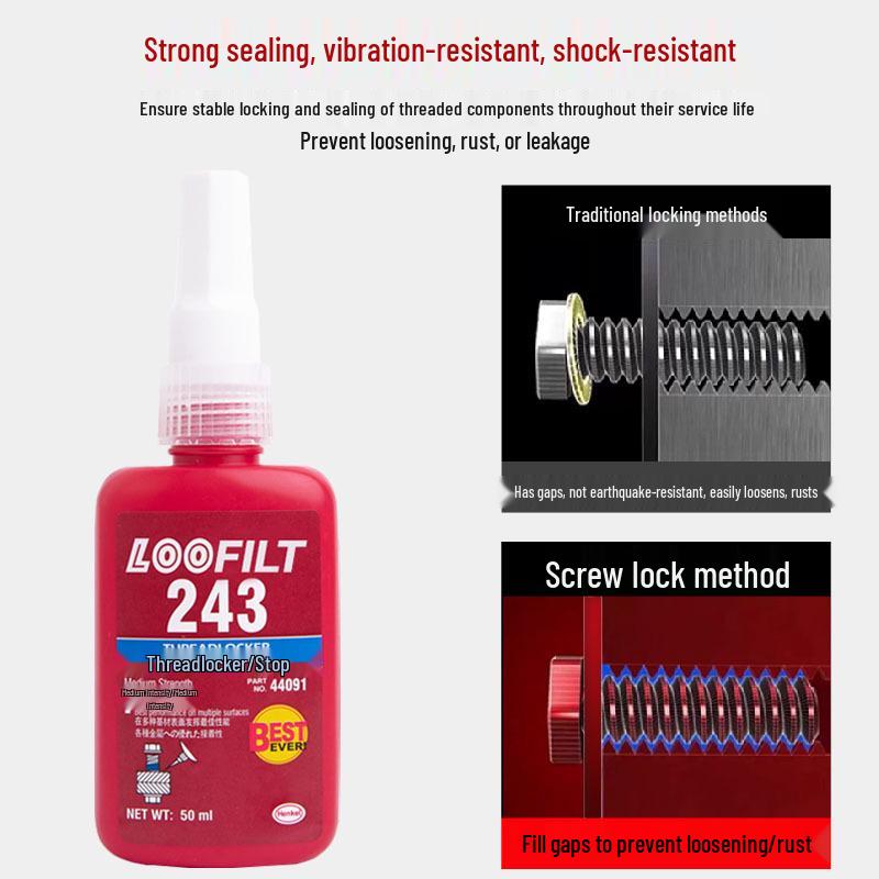243 High-Temperature Threadlocker: Medium-High Strength Metal Anaerobic Sealant Adhesive for Anti-Loosening Screw Fastening