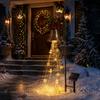 Bronze Bell Lawn Ornaments Solar Christmas Waterfall Light, LED Metal Garden Stake with Red Ribbon, Decorations for Lawns Auto On/Off, Waterproof