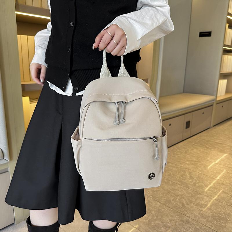 Casual Women's Backpack Lightweight Spring New Style Artistic Pure Color Travel Nylon Street Trend Breathable Small Size Backpack