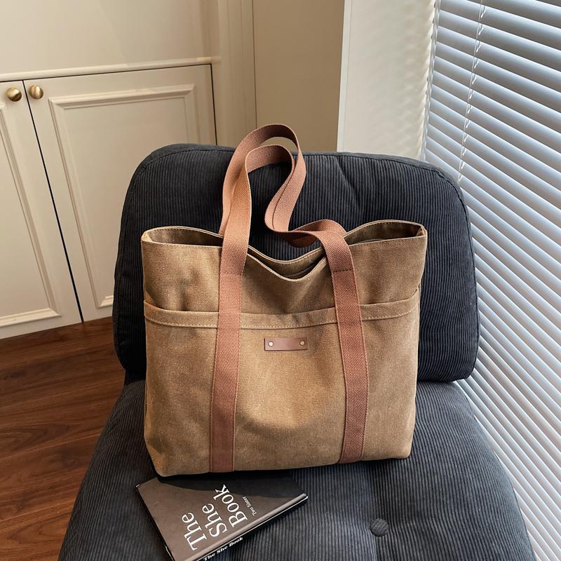 Large Capacity Canvas Travel Bag Commuter Shoulder Bag Shopping Bag Women's Handbag
