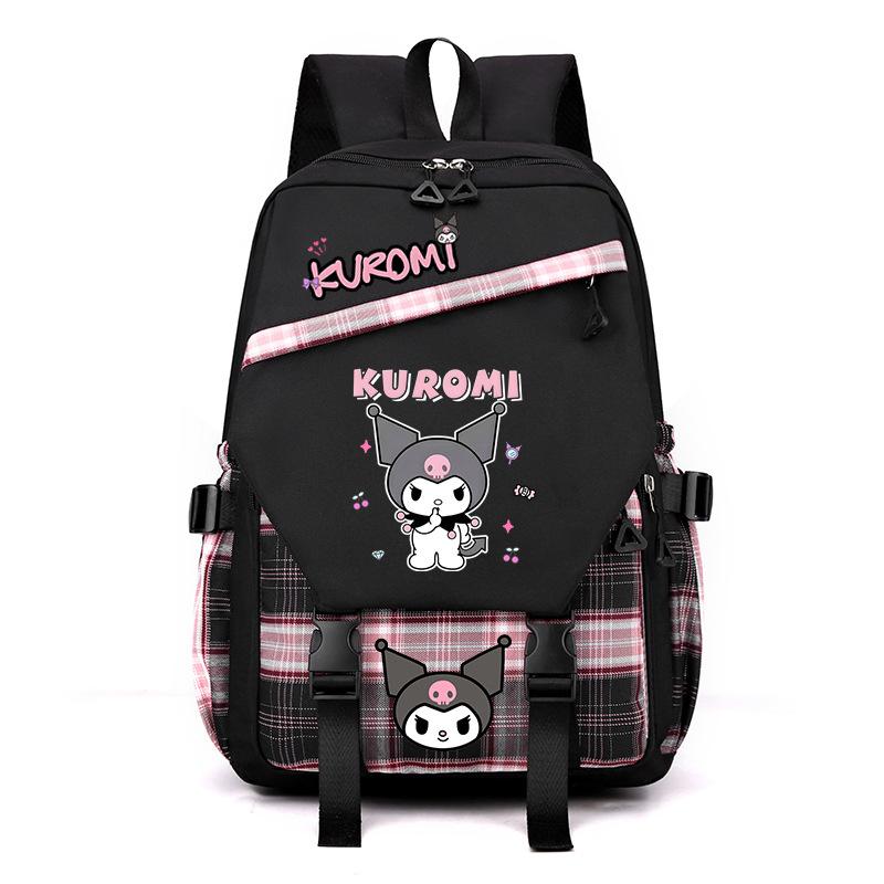Cool Lomi Kuromi Backpack Student Schoolbag Anime Cartoon Print Junior High School High School Large Capacity Schoolbag