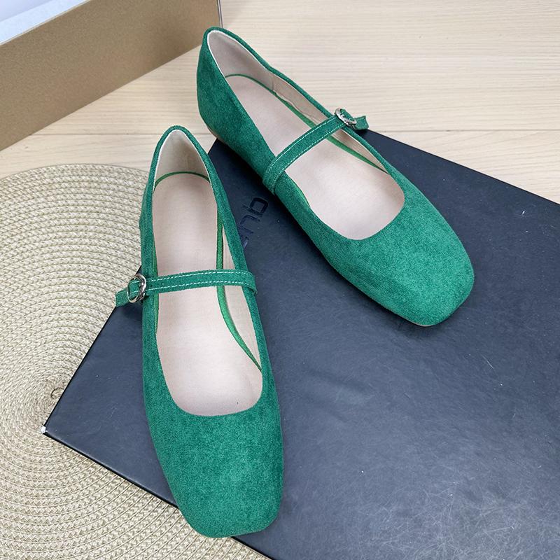 Fashion Flat Shoes for Women 2025 Square Toe Shallow Mouth Suede New Mary Jane Shoes Large Size Women's Shoes 42 43 44 Zapatos