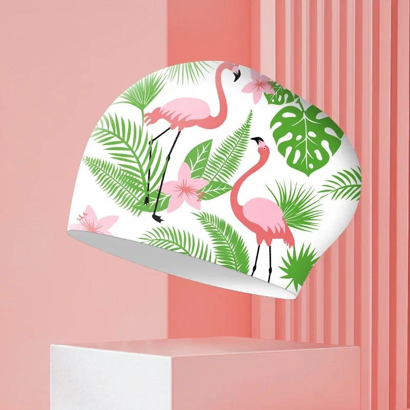 

Large Swimming Caps Women Fashion Print Ear Protection Long Hair Waterproof Silicone Swim Cap Swimming Hats Swimming Accessories