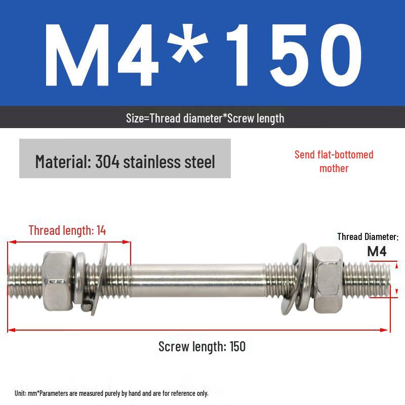 Yishuxiang 304 Stainless Steel Double-Ended Threaded Rod & Nut Set