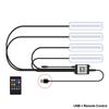 4Pcs LED Car Interior Atmosphere Backlight Ambient Mood Foot Light With Cigarette USB Lighter Decorative APP Remote Control Lamp