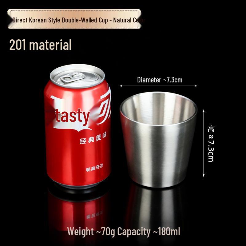 Korean Industrial Style 304 Stainless Steel Double-Walled Gold Beer Mug and Tea Cup