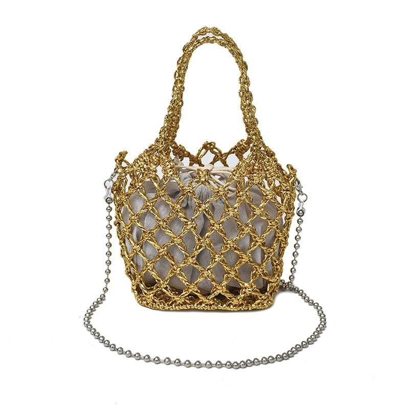 Hand-woven Bag Women 2025ins Wind Fishing Net Hollow Handbag Niche Travel Beach