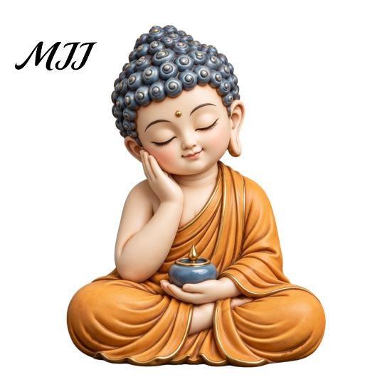 Tabletop Zen Accents Buddha Resin Statue, Meditation Figurine, Peaceful Desktop Decor for Unique Birthday Gifts Living Room, Study, Entryway,
