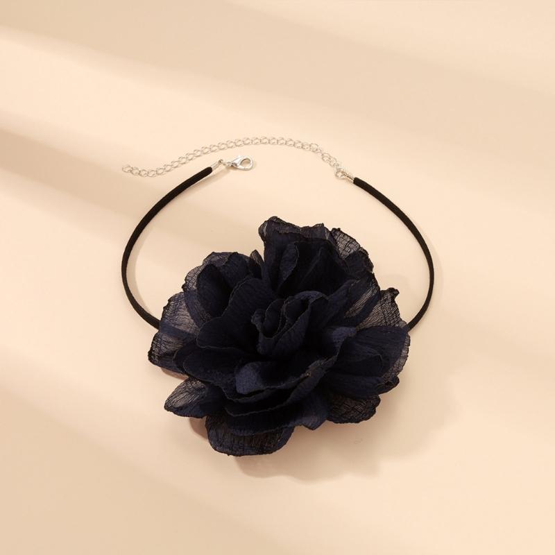 Flower Choker Necklace Soft Korean-Velvet Material Flower Choker Flower Choker Cloth Accessories for Women Teen Girls