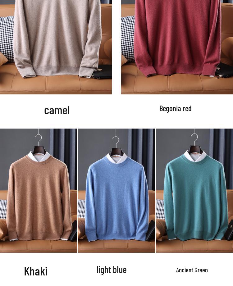 Men's Casual Autumn & Winter 100% Pure Wool V-Neck Loose Knit Sweater